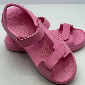 Crocs Youth Sz4 Swiftwater River Expedition PINK  Slip-On Hook Loop Water Sandal